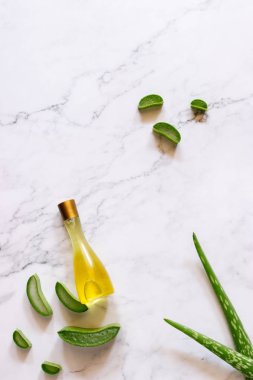 Taze aloe vera yaprakları üst görünümü. spa arka plan konsepti.