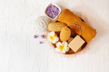 Havlu çiçek seti spa üst görünümü