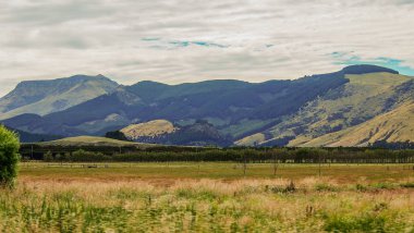 Manzara üzerinde Bankalar Yarımadası, Canterbury, South Island, Yeni Zelanda