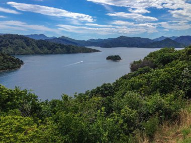 bay, Picton Limanı üzerinden, South Island, Yeni Zelanda görüntülemek