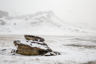 Castle Hill manzara South Island, Yeni Zelanda, karla kaplı