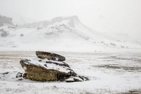 Castle Hill manzara South Island, Yeni Zelanda, karla kaplı