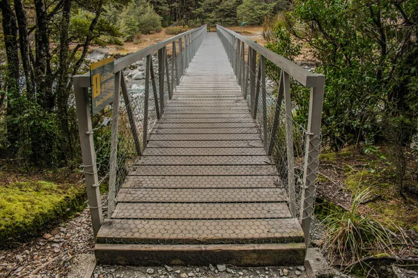 Fußgängerbrücke Wanderweg Zum Teufelswasserfall Arthur Pass Nationalpark Südinsel Neuseeland — Stockfoto