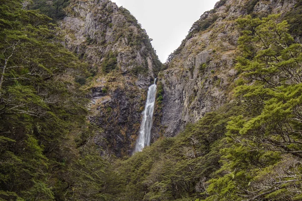 Cascada Del Punchbowl Del Diablo Parque Nacional Arthur Pass Nueva —  Fotos de Stock