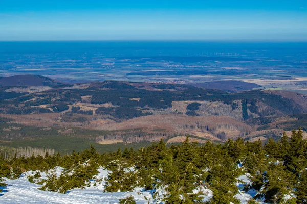 Vista Sobre Paisaje Las Montañas Harz Desde Cima Montaña Brocken — Foto de Stock