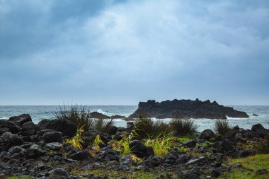 Sao Miguel Adası, Azores, Portekiz 'de Nordeste yakınlarındaki engebeli kıyı şeridi.