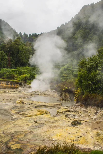 Działalność geotermalna w miejscowości Furnas, Sao Miguel, Azory, Portugalia — Zdjęcie stockowe