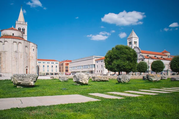 Ruiner Vid Det Antika Romerska Forumet Zadar Kroatien Mary Church — Stockfoto