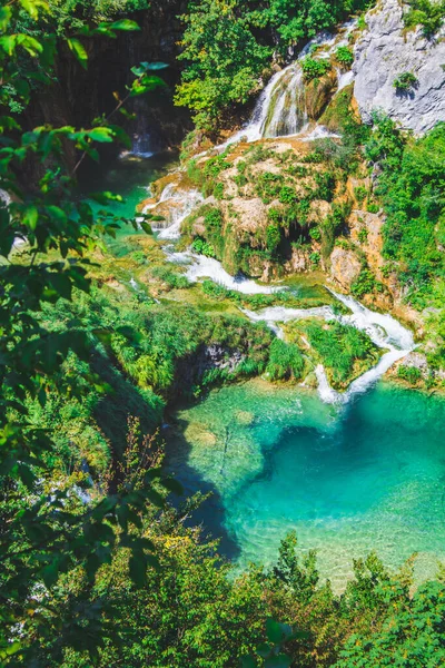 Festői Táj Plitvicei Tavak Nemzeti Parkban Horvátországban — Stock Fotó