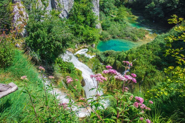 Festői Táj Plitvicei Tavak Nemzeti Parkban Horvátországban — Stock Fotó