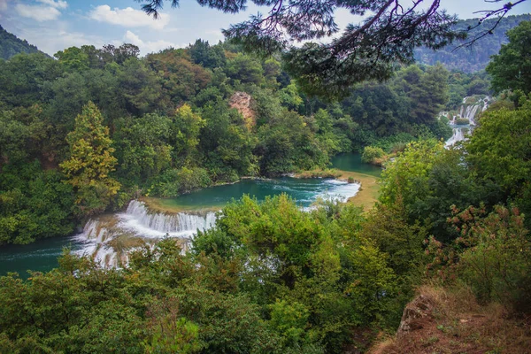 Krka National Park Waterfall Wild Landscape Famous Tourist Attraction Croatia — Stock Photo, Image