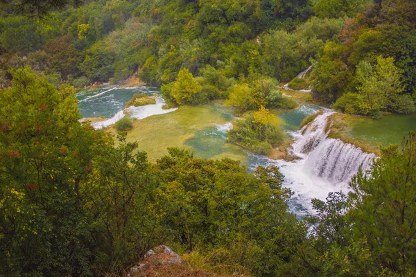 Nationalpark Krka Wasserfall Und Wilde Landschaft Bei Berühmter Touristenattraktion Kroatien — Stockfoto