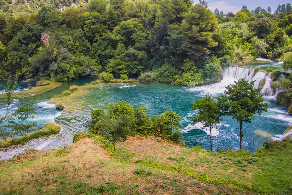 Nationalpark Krka Wasserfall Und Wilde Landschaft Bei Berühmter Touristenattraktion Kroatien — Stockfoto