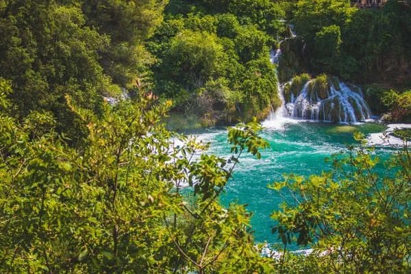 Nationalpark Krka Wasserfälle Und Wilde Landschaft Bei Berühmter Touristenattraktion Kroatien — Stockfoto