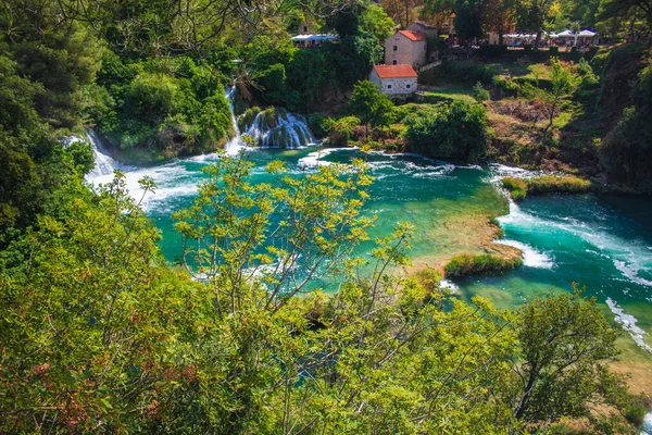 Nationalpark Krka Wasserfälle Und Wilde Landschaft Bei Berühmter Touristenattraktion Kroatien — Stockfoto