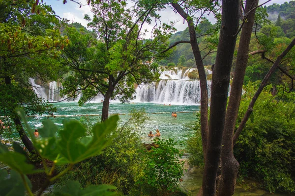 Nationalpark Krka Kroatien Juli 2018 Wilde Landschaft Und Wasserfall Bei — Stockfoto