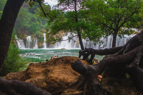 Nationalpark Krka Kroatien Juli 2018 Wilde Landschaft Und Wasserfall Bei — Stockfoto