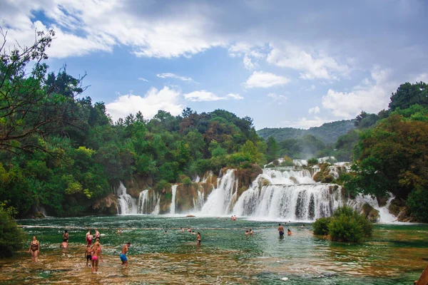 Krka National Park Croatia July 2018 Wild Landscape Waterfall Famous — Stock Photo, Image