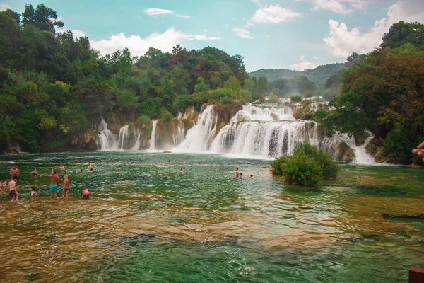 Krka National Park Croatia July 2018 Wild Landscape Waterfall Famous — Stock Photo, Image