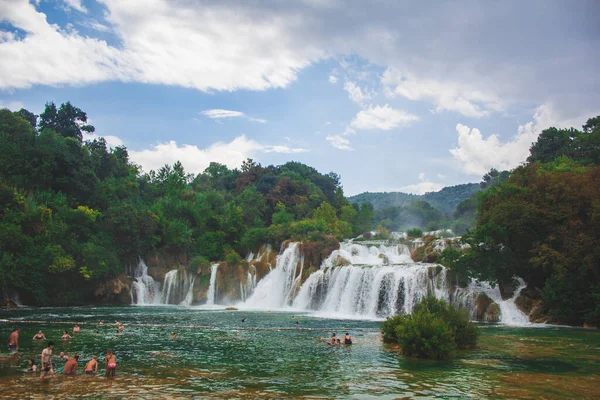 Nationalpark Krka Kroatien Juli 2018 Wilde Landschaft Und Wasserfall Bei — Stockfoto