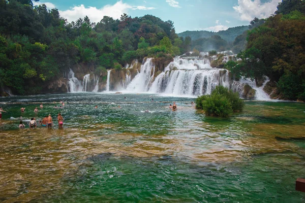 Krka National Park Croatia July 2018 Wild Landscape Waterfall Famous — Stock Photo, Image