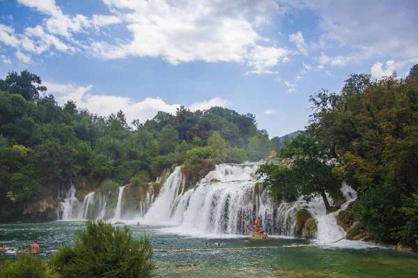 Krka National Park Croatia July 2018 Wild Landscape Waterfall Famous — Stock Photo, Image