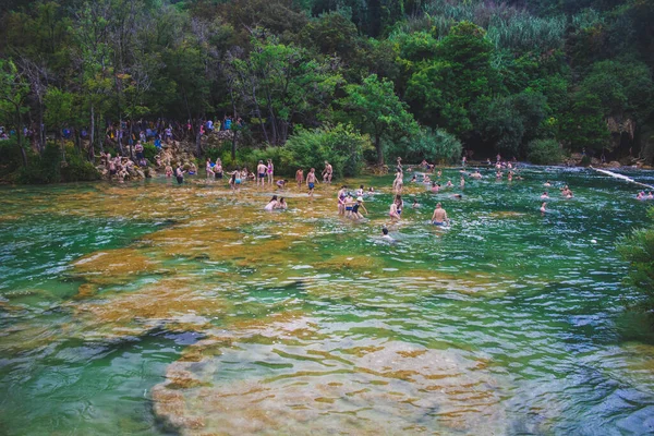 Parc National Krka Croatie Juillet 2018 Les Gens Profitent Eau — Photo