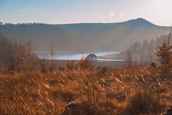 Vista Panorámica Eckerstausee Lago Parque Nacional Las Montañas Harz Alemania — Foto de Stock