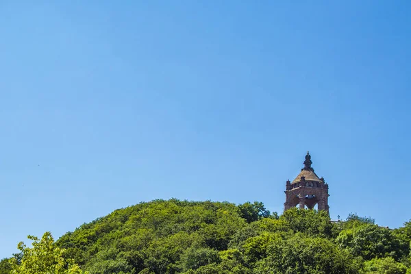 Pomnik Cesarza Williama Szczycie Wittekindsberg Pobliżu Porta Westfalica Nadrenia Północna — Zdjęcie stockowe