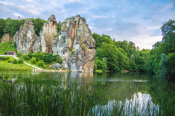 Externe Sandsteinfelsen Teutoburger Wald Nordrhein Westfalen Deutschland — Stockfoto