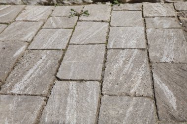 Beton veya Arnavut kaldırımı gri kaldırım döşeme veya taş zemin, duvar ve yol için. Geleneksel çit, mahkeme, arka bahçesinde veya yol kaldırım.