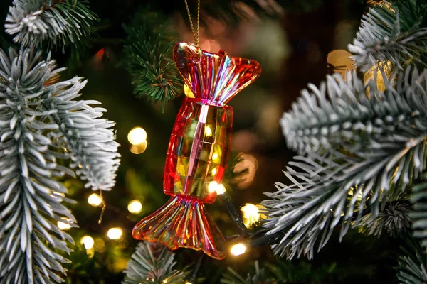 Vánoční Strom Dekorace Osvětlení — Stock fotografie