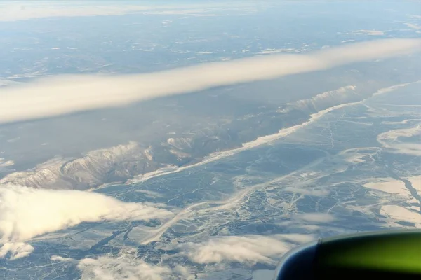 Вид Західному Березі Озера Байкал Літака Зимовий Період — стокове фото