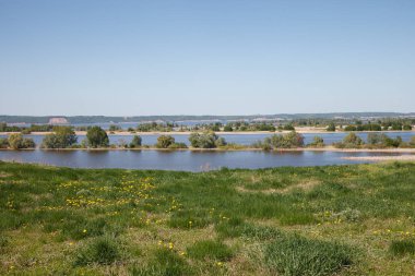 güzel yaz manzara. yüksek Banka Adaları ile geniş nehir görünümü