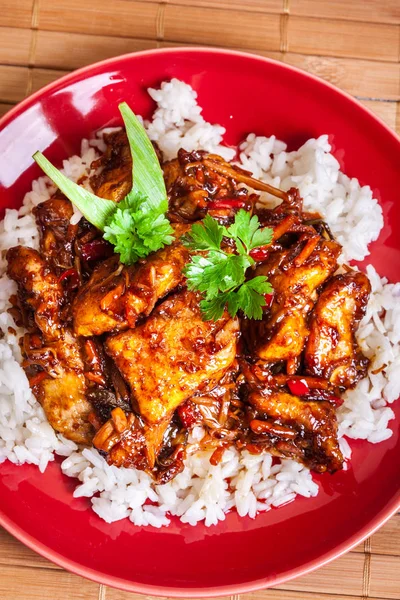 Chinese Sticky Pork Sirloin Roasted Sweet Savory Sauce Served Boiled — Stock Photo, Image