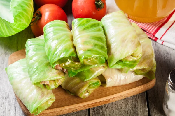 Repollo Relleno Con Carne Arroz Preparado Para Cocinar — Foto de Stock