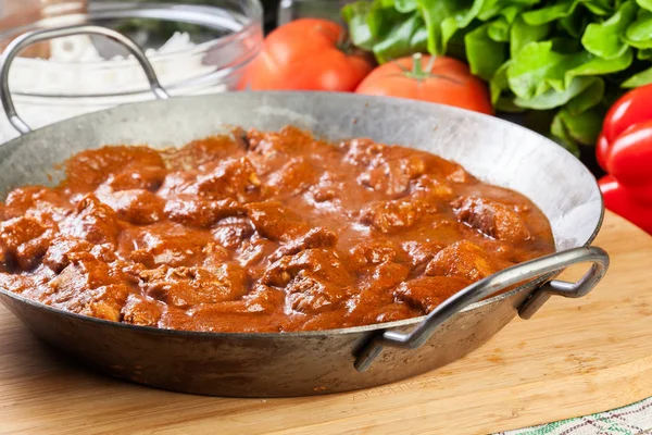 Pollo Tikka Masala Carne Piccante Asiatica Tradizionale Servita Con Riso — Foto Stock