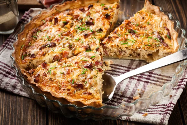 Homemade Quiche Lorraine Bacon Cheese French Cuisine — Stock Photo, Image