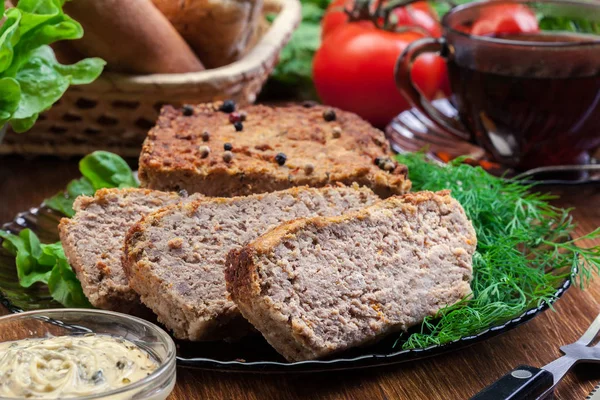 Patè Carne Delizioso Fatto Casa Con Fegato Pollo Piatto — Foto Stock