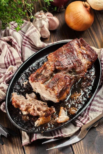 Ventre Porc Bacon Encore Chaud Viande Rôtie — Photo