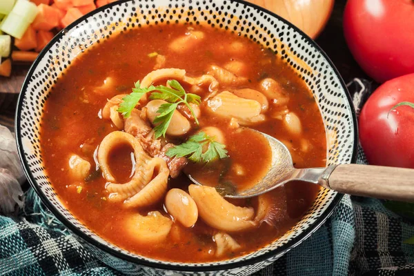 Pasta Fagioli Pasta Och Bönor Soppa Italiensk Maträtt — Stockfoto