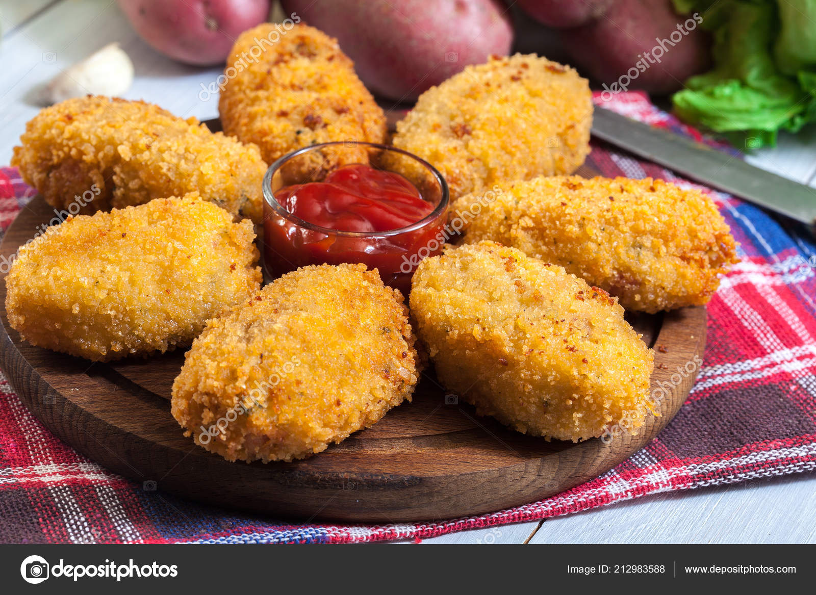 Homemade Croquettes Jamon Ham Traditional Spanish Food Stock Photo by
