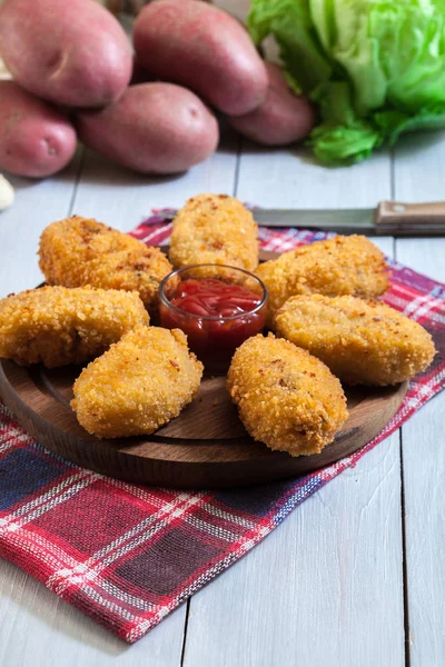 Croquetes Caseiros Jamon Ham Traditional Comida Espanhola — Fotografia de Stock