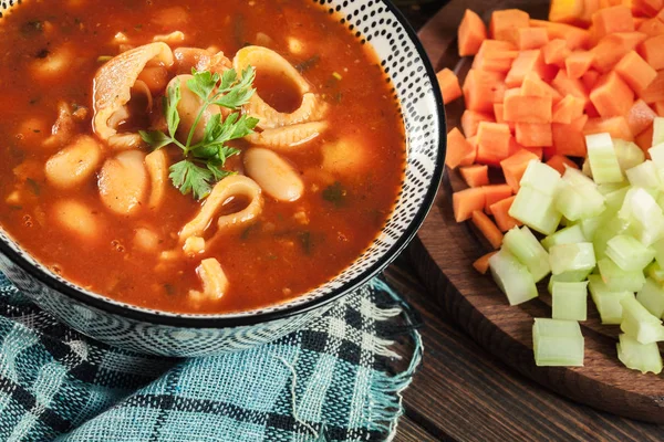 Pasta Fagioli Zupa Makaronu Fasoli Włoskie Danie — Zdjęcie stockowe