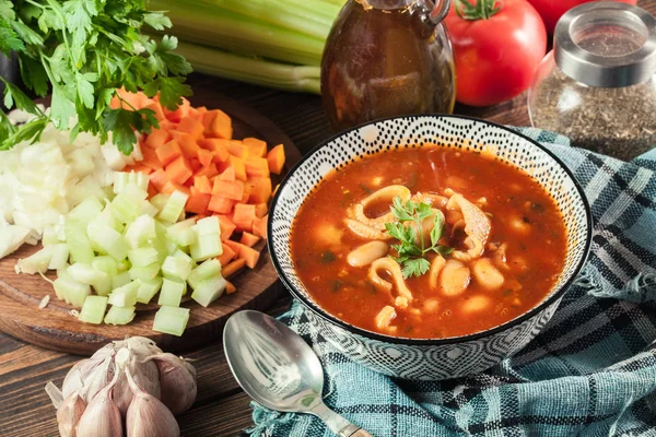 パスタ電子ファジオーリ パスタと豆のスープ イタリア料理 — ストック写真