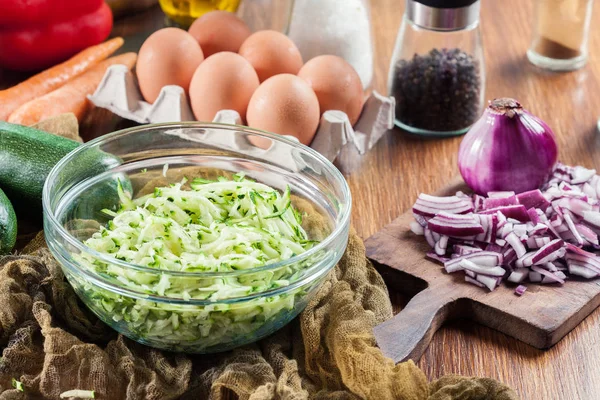 Geraspte Courgette Bereiden Beignets Vegetarische Maaltijden — Stockfoto