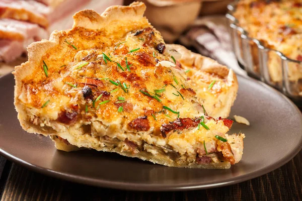Pieces Quiche Lorraine Bacon Cheese French Cuisine — Stock Photo, Image