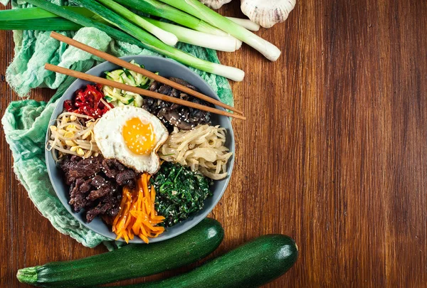 Bibimbap Riz Bœuf Légumes Plat Traditionnel Coréen — Photo