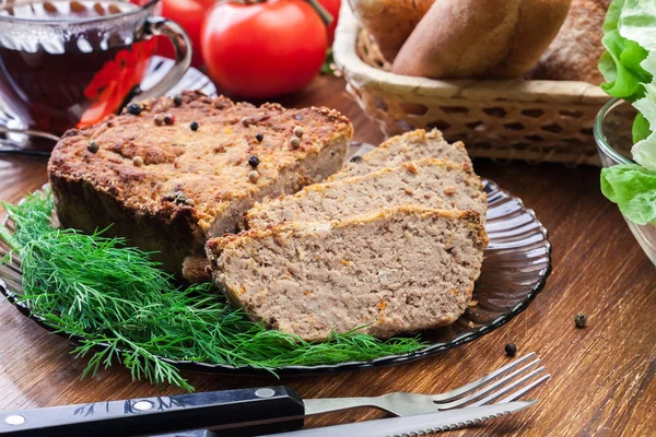 Homemade Delicious Meat Pate Chicken Liver Plate — Stock Photo, Image