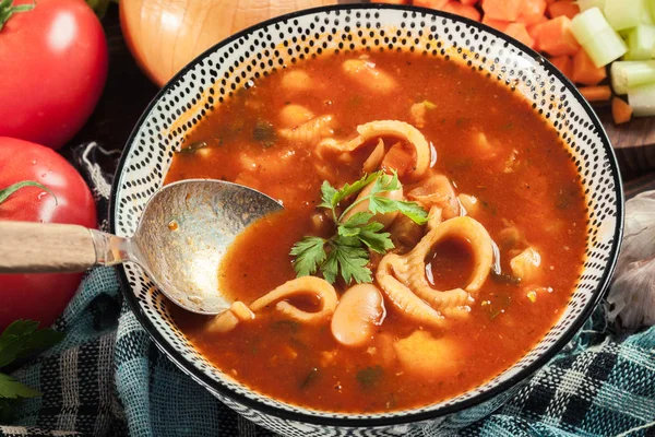 Pasta Fagioli Zupa Makaronu Fasoli Włoskie Danie — Zdjęcie stockowe